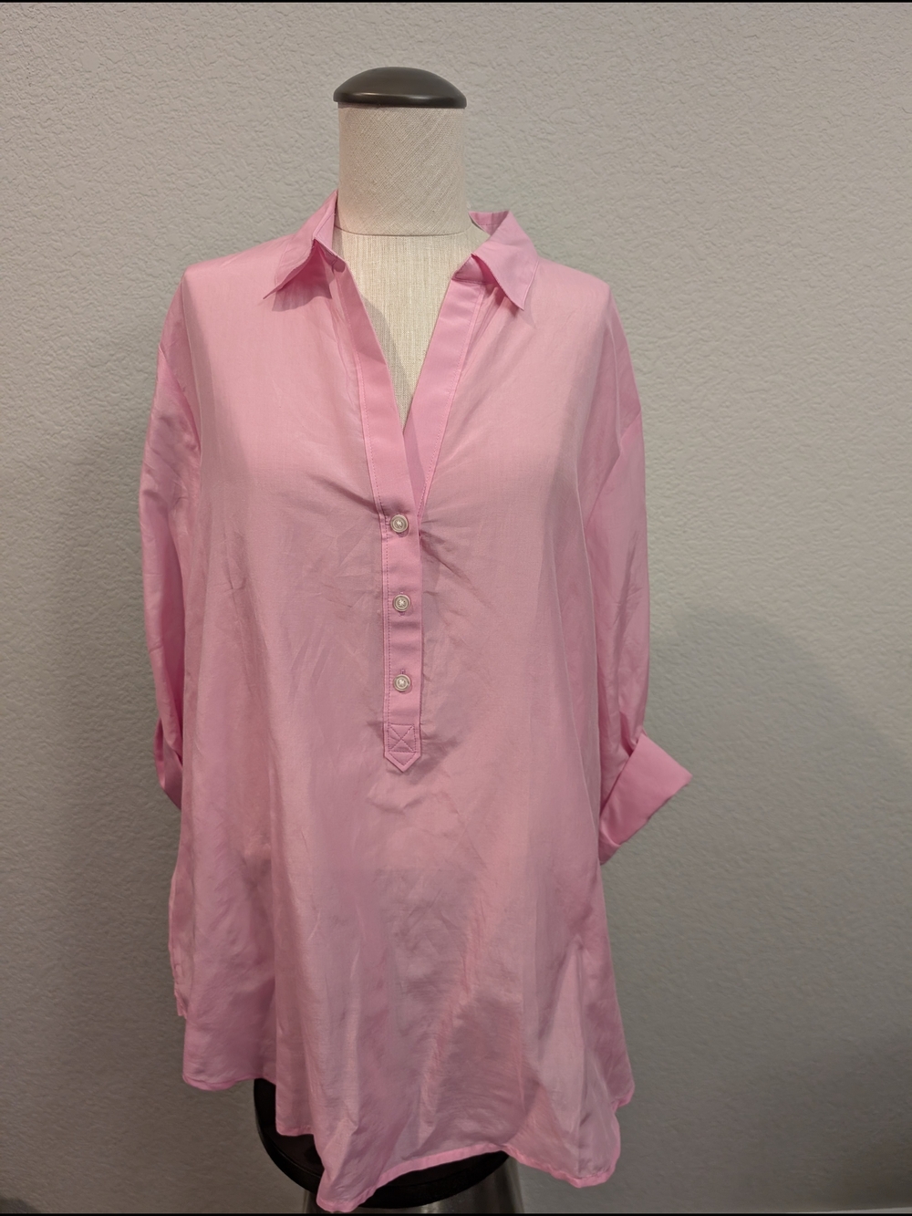 NWT Ann Taylor Light Pink Popover Spring Summer Office Tunic